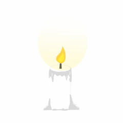 burning candle on a white background