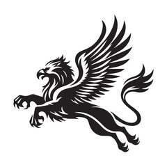 Mythical Griffin profile picture — griffin silhouette — griffin vector — silhouette of griffin — Griffin illustration — fantasy animal art — winged beast drawing — legend symbol
