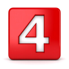 square number 4 icon 3d​ symbol on white background