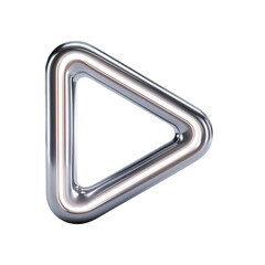 Metallic Play Button Modern Design 3D Render, isolated on transparent background, perfect cutout, PNG