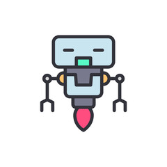 Animated Toy Robot Launched With Retro Futuristic Rocket Booster