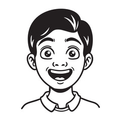 Obraz premium Cheerful Cartoon Boy Line Drawing with Collared Shirt – Joyful Expression Art