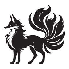 Fototapeta premium Abstract Kitsune contour graphic — kitsune silhouette — kitsune vector — silhouette of kitsune — Kitsune illustration — spiritual fox symbol — Asian mythology artwork — mystical animal design 
