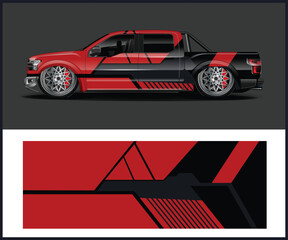 Obraz premium Red and Black Custom Truck Wrap Design Template