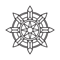 Symmetrical Geometric Star & Crystal Line Art – Radiant Black Outline Design
