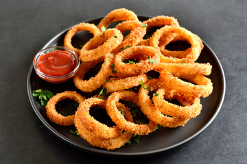 Onion rings on plate