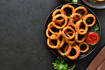 Onion rings on plate