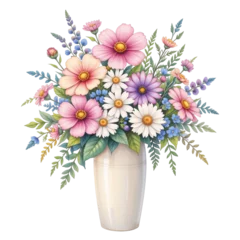 Colorful flower bouquet arrangement home decor digital artwork bright and cheerful floral design nature inspired