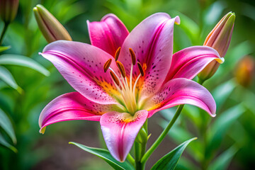 Fototapeta premium pink lily flower generative ai