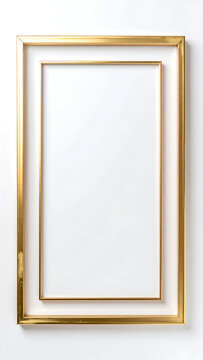 A high-end minimal greeting frame featuring thin metallic gold borders and a pristine white background.