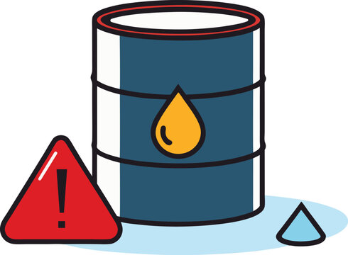Vector illustration of an industrial chemical tank with a toxic hazard warning label. Ideal for safety, risk, factory, or hazardous material concept visuals in engineering or workplace design.