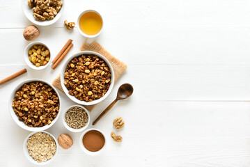 Homemade delicious granola in bowl