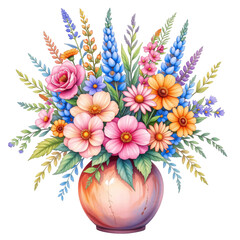 Vibrant flower bouquet arrangement indoor setting digital art colorful decor close-up view floral concept for home