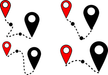 Location pin icons set, vector navigation symbols, map markers 