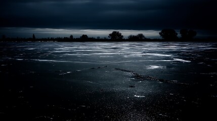 Frozen expanse under a stormy sky