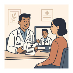 Doctor conducting a virtual consultation with a patient using a computer screen