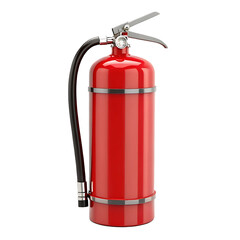 Full shot of a bright red fire extinguisher.