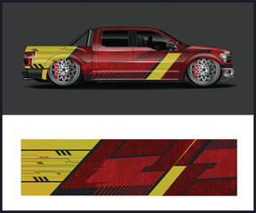 Red and Yellow Custom Truck Wrap Design Template