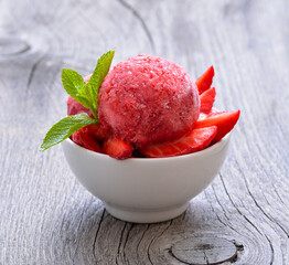 Homemade strawberry ice cream