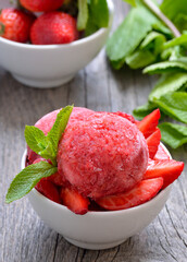 Homemade strawberry ice cream