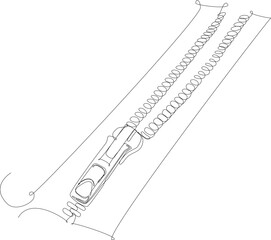Single line drawing of a zipper opening – minimal vector style