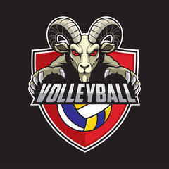 volleyball club logo goat vector illustration design