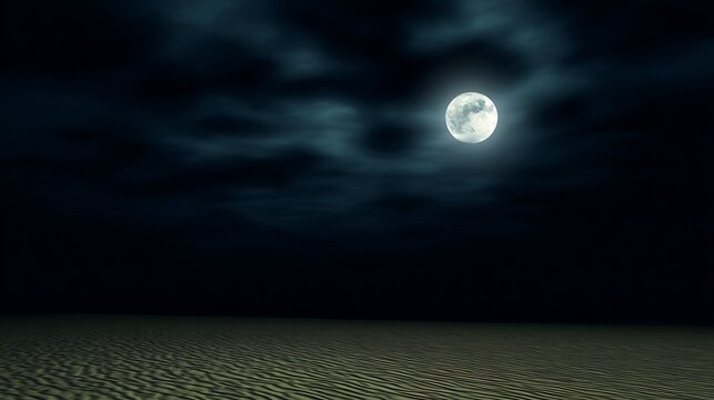 Eerie moonlit landscape of sand dunes