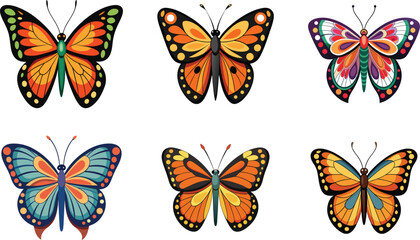 Butterfly collection colorful illustration vector design