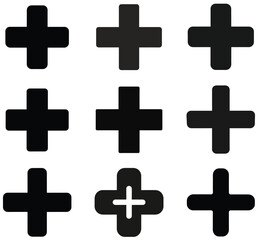 Fototapeta premium Simple Plus Symbols in Various Shades
