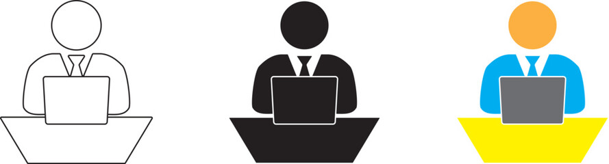 work from home icon illustration. Contains remote work, online work, freelance work, home office, digital freelance, portfolio and more. Solid vector icon collection.