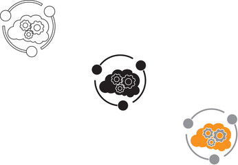 Brain loading icon on white. Vector illustration. 