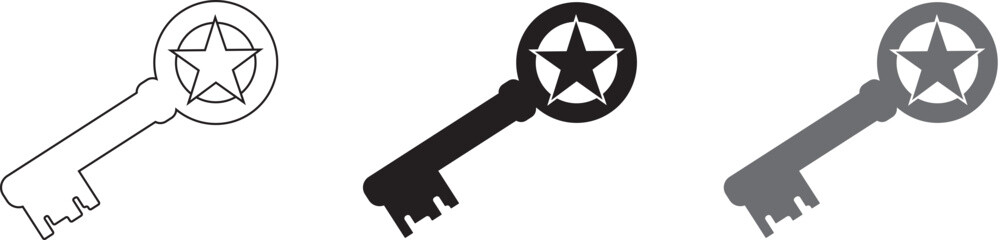 Key icon. Vector key icon. Key icon isolated on white background. Simple key logo.