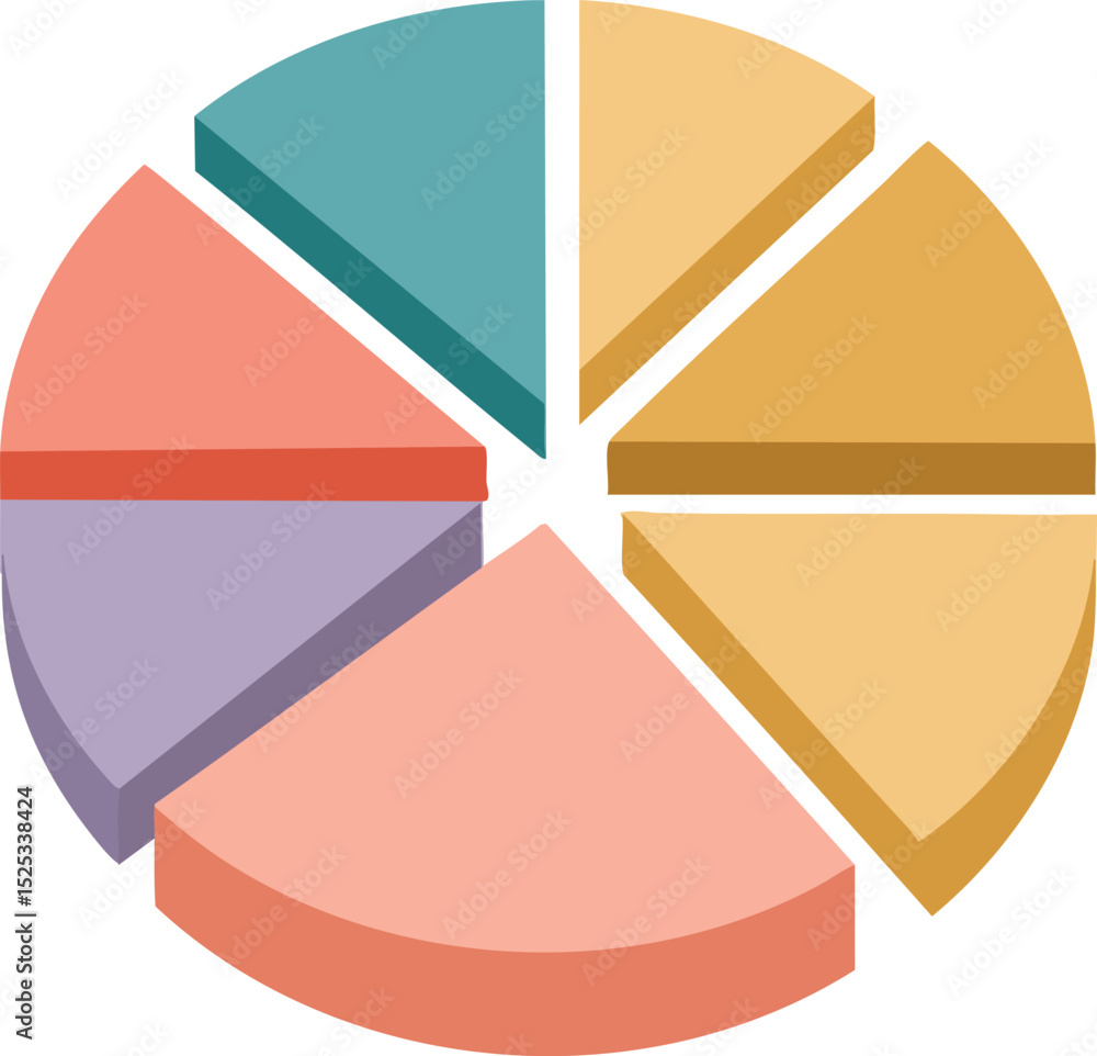 Poster circular pie chart infographic with pastel color segments for business data presentation and analysi