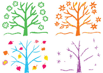 Obraz premium Blooming spring tree with colorful floral blossoms and abstract leaf design