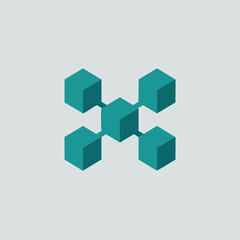 Obraz premium Isometric cubes network connection graphic design for technology and digital communication concepts vector illustration 