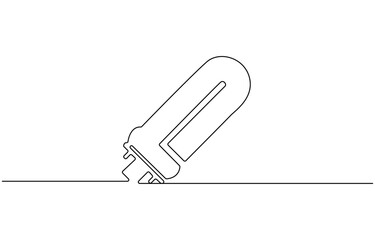 Light bulb isolated on white light bulb one line outline vector, Continuous one line drawing bulb lamp, light bulb with one continuous editable line.