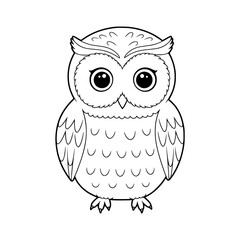 Cute wise owl cartoon illustration on a nature tree branch