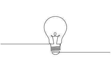 Light bulb isolated on white light bulb one line outline vector, Continuous one line drawing bulb lamp, light bulb with one continuous editable line.