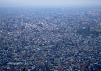 Fototapeta premium Night view of Sapporo.View from the observatory on the mountain.