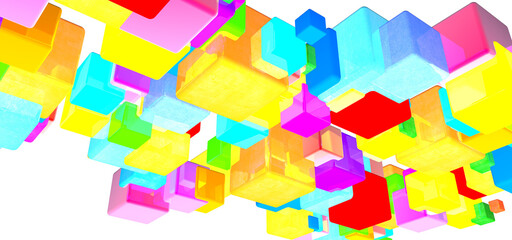 Bright geometric shapes on a transparent background