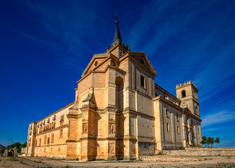 View of the northeast facade of the Uclés Monastery in Cuenca, Castilla-La Mancha, Spain, in...