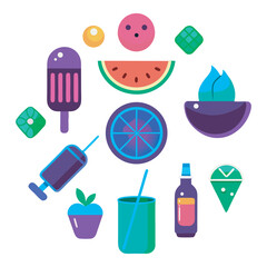 Colorful Tropical Food and Beverage Illustrations