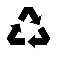 Black recycle symbol icon vector silhouette for eco awareness design