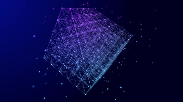 Information storage cells. Abstract background with dots and lines. Network connection structure. Big data digital background. 3D rendering.