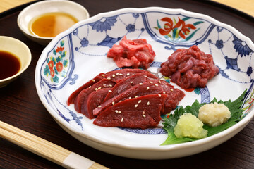 Salmon shark heart sashimi, Japanese cuisine