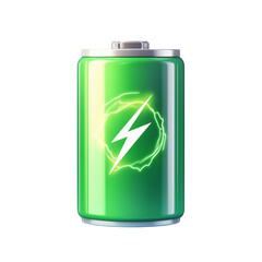 Green Battery Icon - Eco-Friendly Power Symbol on Transparent Background 