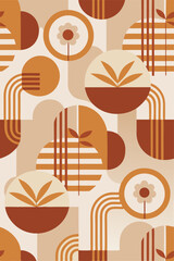 Abstract cotton-inspired seamless design with soft earth tones and asymmetrical layout for interior decor and fabric printing