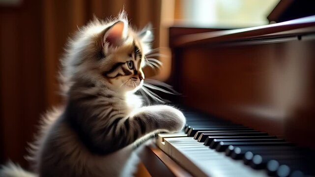 cat playing piano