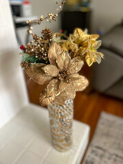 Gold Floral Decoration In Living Room