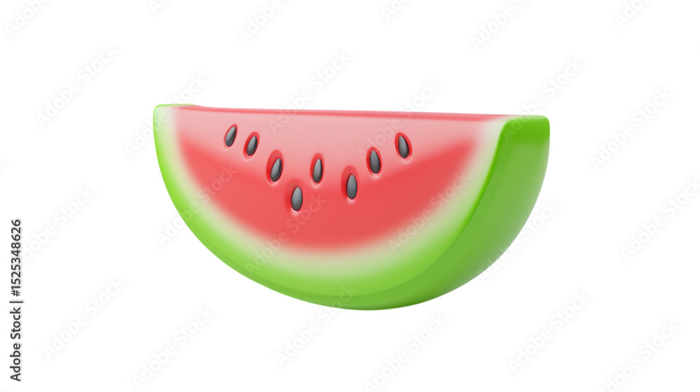 Poster a single slice of watermelon with seeds on a black background in a close up studio shot view on tran